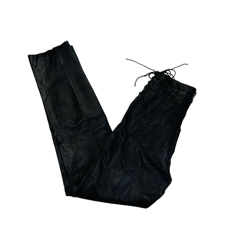 Vintage Leather Gallery Black Leather Lace Front Pants - Size 8